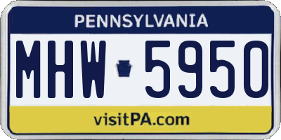 PA license plate MHW5950