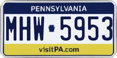 PA license plate MHW5953