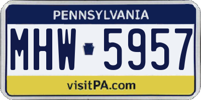 PA license plate MHW5957