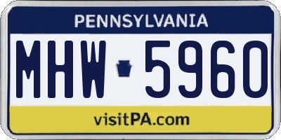 PA license plate MHW5960
