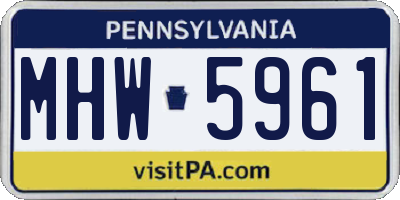 PA license plate MHW5961
