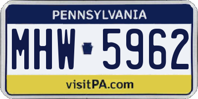 PA license plate MHW5962