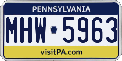 PA license plate MHW5963