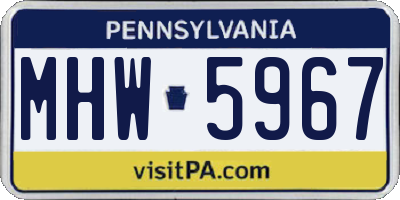 PA license plate MHW5967