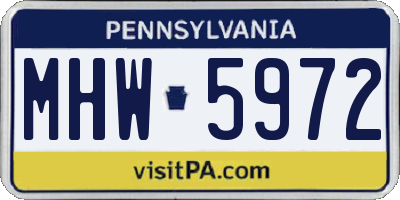 PA license plate MHW5972