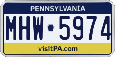 PA license plate MHW5974