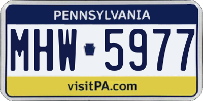 PA license plate MHW5977