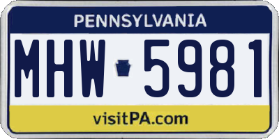 PA license plate MHW5981