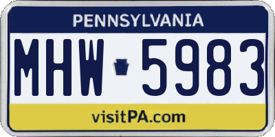 PA license plate MHW5983