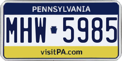 PA license plate MHW5985