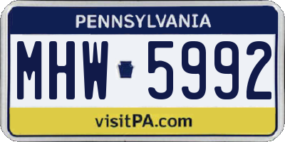 PA license plate MHW5992
