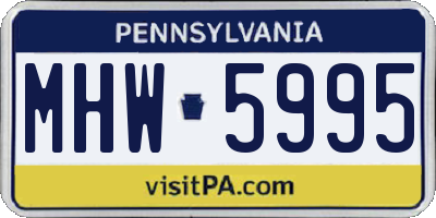 PA license plate MHW5995