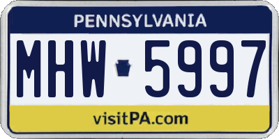 PA license plate MHW5997
