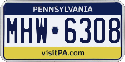 PA license plate MHW6308