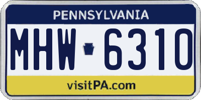 PA license plate MHW6310