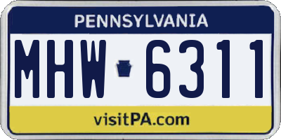 PA license plate MHW6311