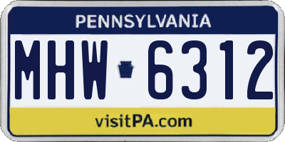 PA license plate MHW6312