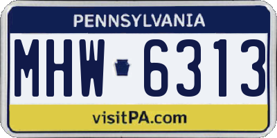PA license plate MHW6313