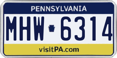 PA license plate MHW6314