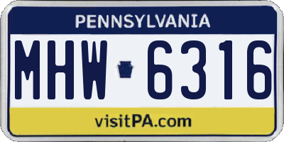 PA license plate MHW6316