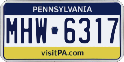 PA license plate MHW6317