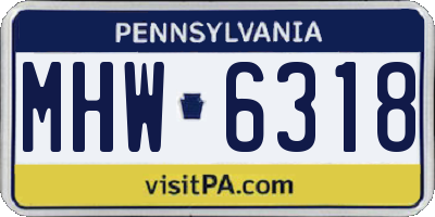 PA license plate MHW6318