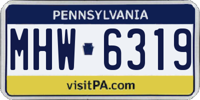 PA license plate MHW6319