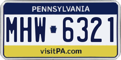 PA license plate MHW6321