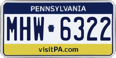 PA license plate MHW6322
