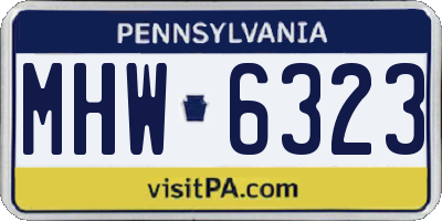 PA license plate MHW6323