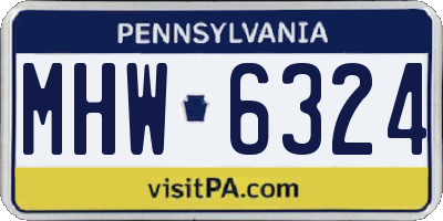 PA license plate MHW6324