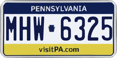 PA license plate MHW6325