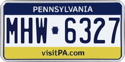 PA license plate MHW6327