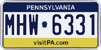 PA license plate MHW6331