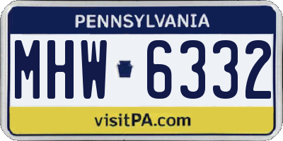 PA license plate MHW6332