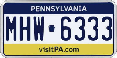 PA license plate MHW6333