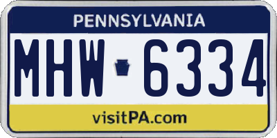 PA license plate MHW6334