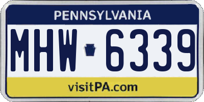 PA license plate MHW6339