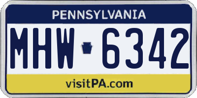 PA license plate MHW6342
