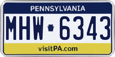 PA license plate MHW6343