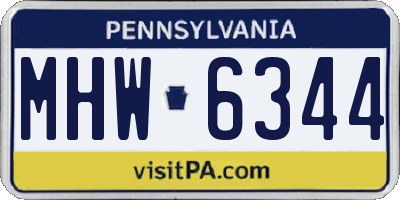 PA license plate MHW6344
