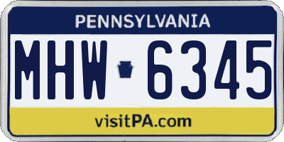 PA license plate MHW6345