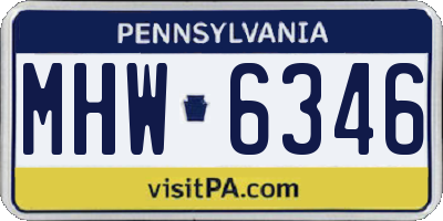 PA license plate MHW6346
