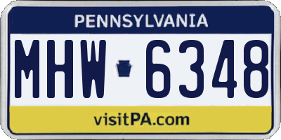 PA license plate MHW6348