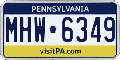 PA license plate MHW6349