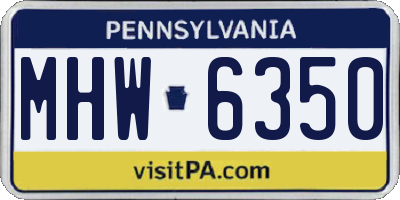 PA license plate MHW6350