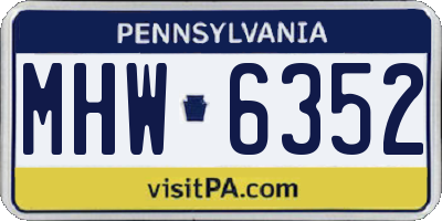 PA license plate MHW6352