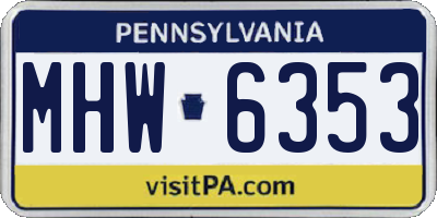PA license plate MHW6353