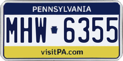 PA license plate MHW6355