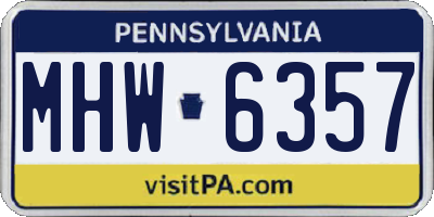 PA license plate MHW6357